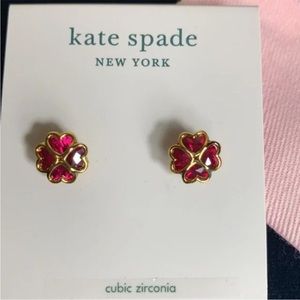 Kate Spade Light Sapphire Something Sparkly Spade Stud Earrings in Red
